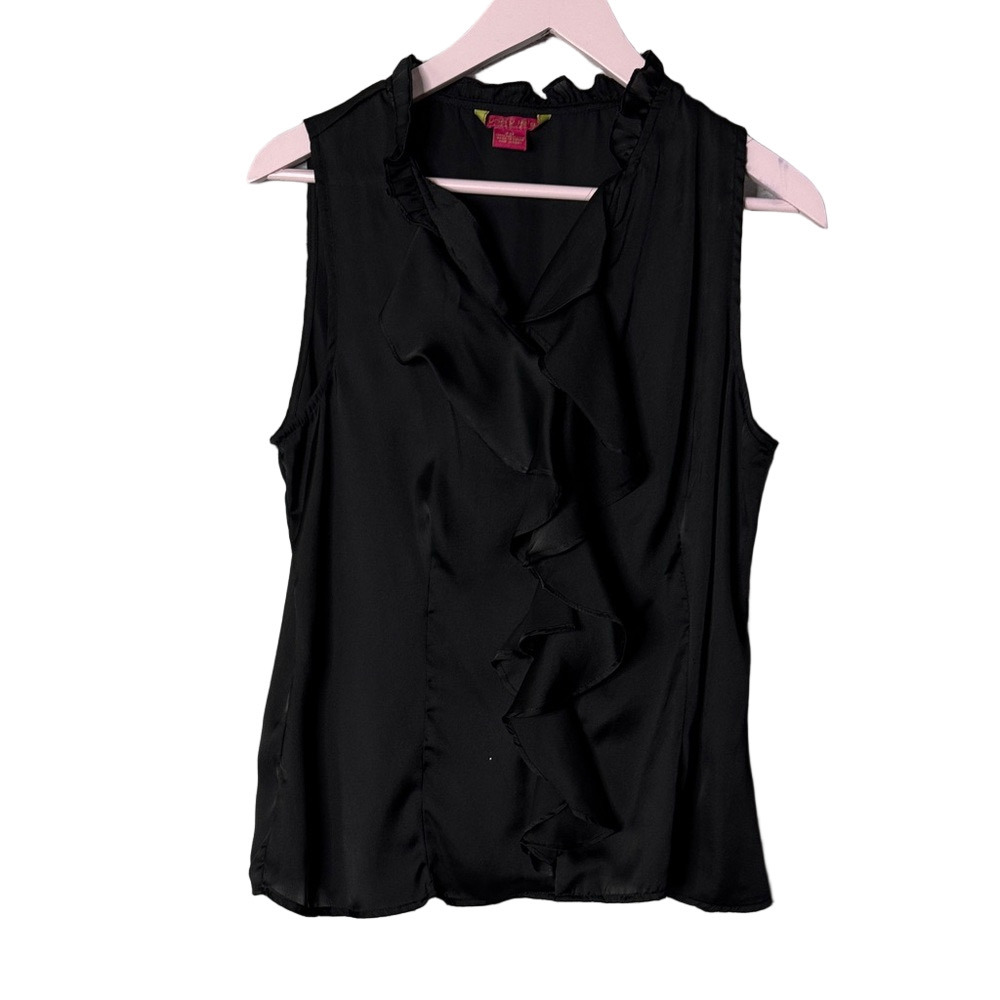 Sunny Leigh Black Ruffle Sleeveless Blouse